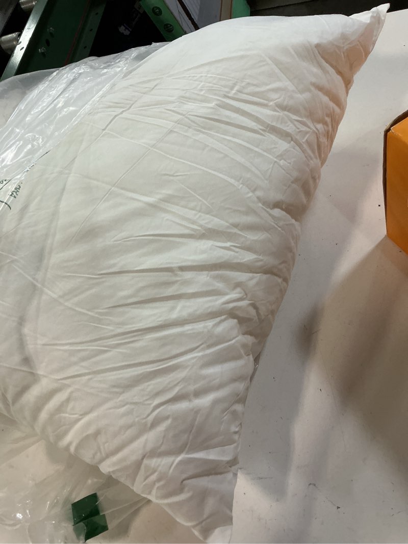 Condition photo showing Good Condition for artscope synthetic down pillow insert, 20x20 down alternative throw pillow insert. ultra soft fluffy sleeping pillow with 100% cotton cover, decorative pillows set of 2-white. white 20x20 inch (pack of 2)