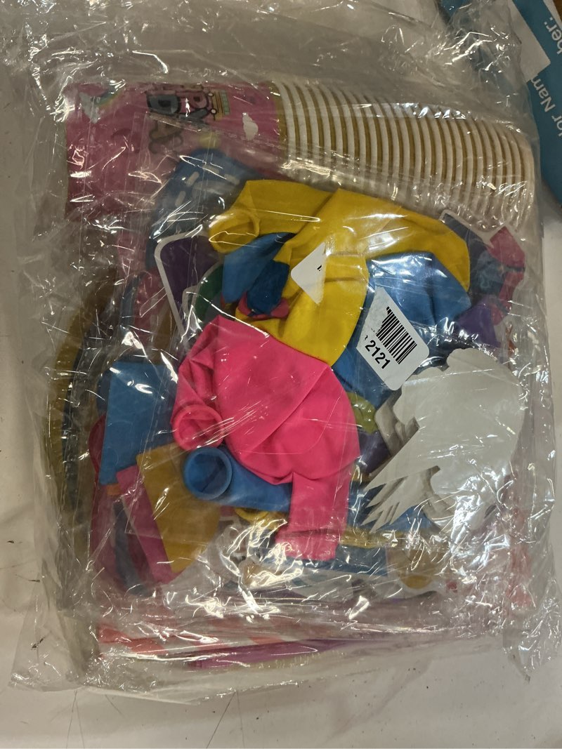 Condition photo showing New/Like New for 197pcs english teacher party supplies, cartoon teacher themed birthday party decorations with tableware, cake decorations & hanging accessories, serves 24 guests