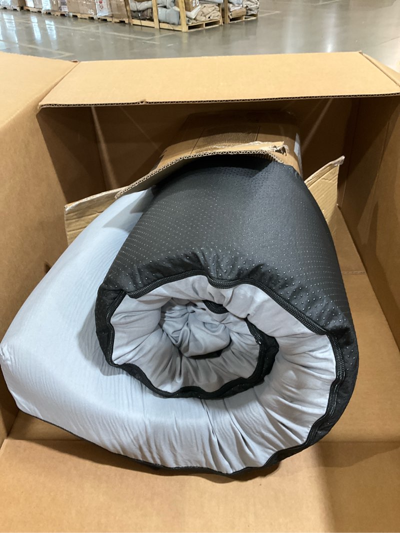 Condition photo showing As Is for cymula memory foam camping mattress pad,3inch sleeping pad for camping,non-slip bottom floor cot mattress bed with retaining portable roll up mattress pad mat for travel truck guest bed tent