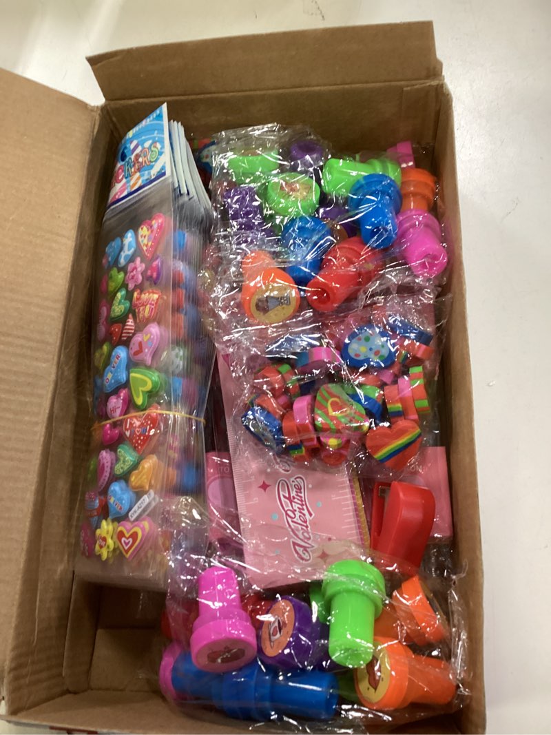 Condition photo showing New/Like New for Valentines Day Gifts for Kids- 28 Pack Valentine's Day School Stationery Set with Cards Pencils Stickers Erasers Stampers Classroom Prize School Exchange Valentines Day Party Favors for Boys Girls