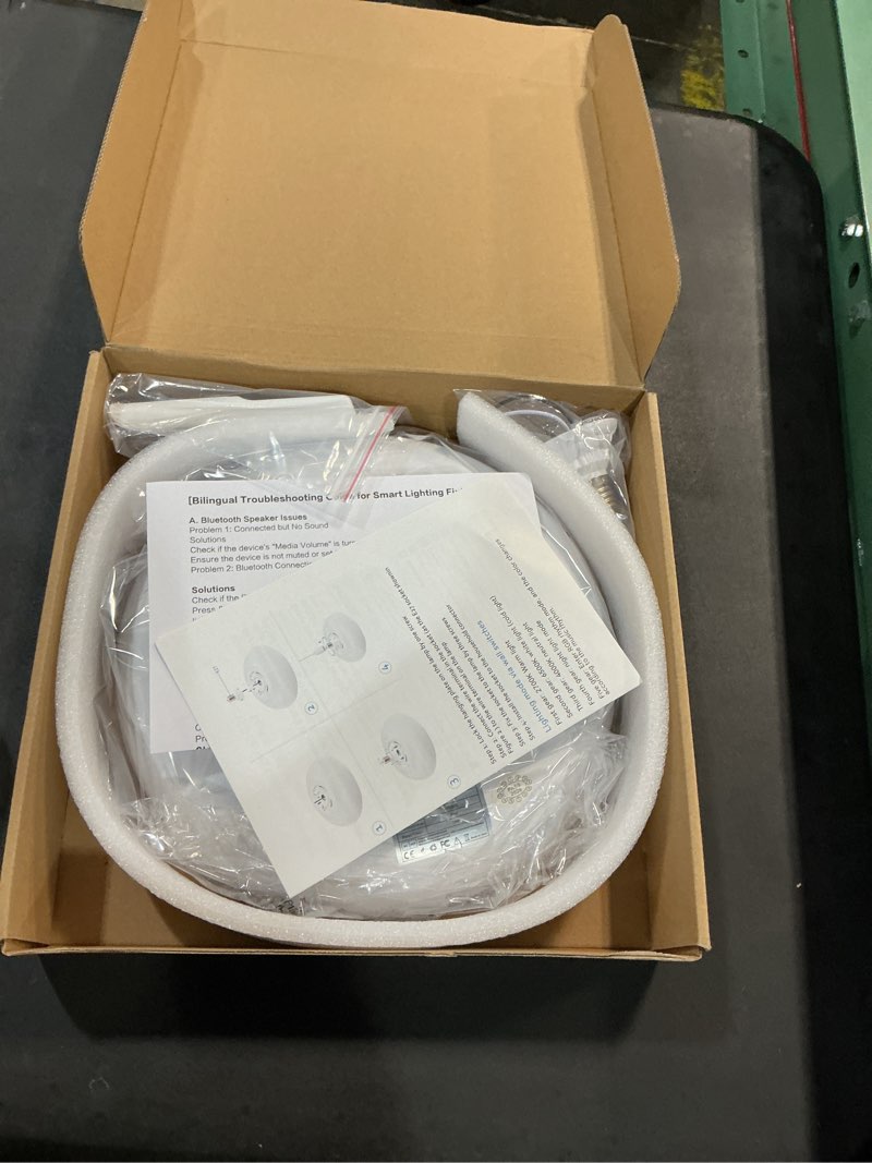 Condition photo showing New/Like New for smart waterproof led flush mount ceiling light fixture,with bluetooth speaker,11 inch,18 watt,dimmable music lamp,rgb color changing light with remote control,for bathroom,shower,bedroom 11 inches white-dimming function+bluetooth