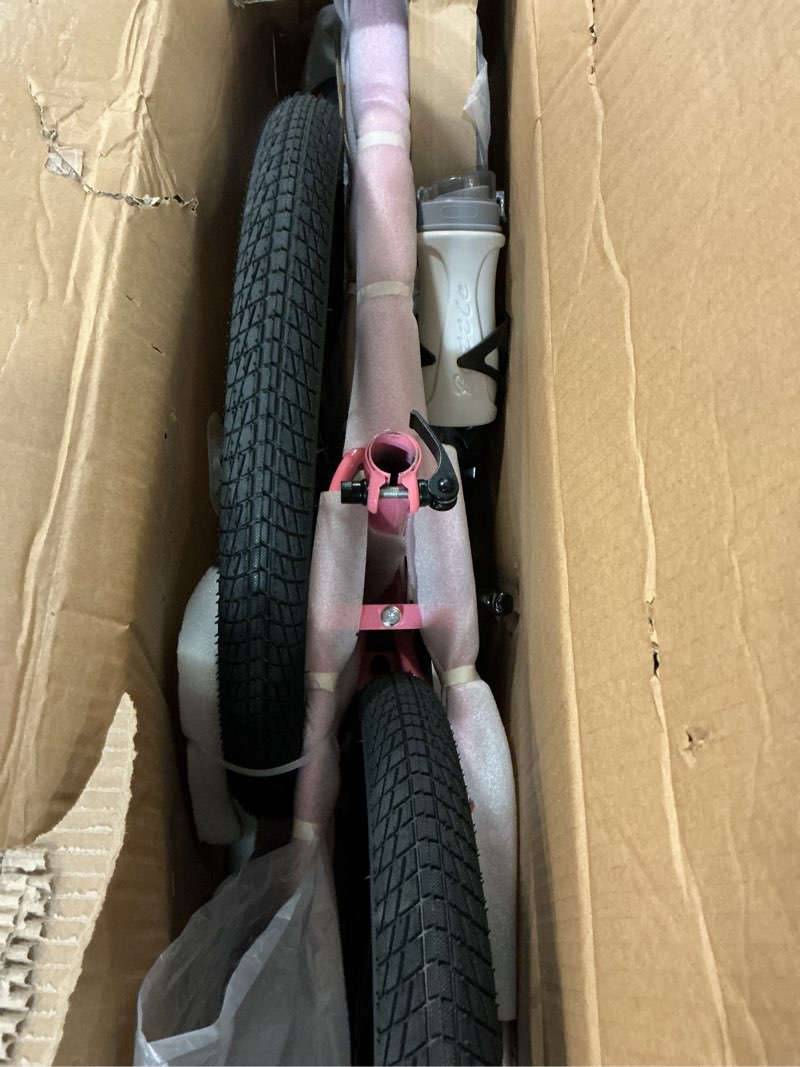 Condition photo showing New/Like New for joystar pluto 12 14 16 18 20 inch kids bike with light up training wheels, kids' bicycle for boys girls age 3-12 years, children bikes, multiple colors pink 20 inch with flash training wheels & kickstand