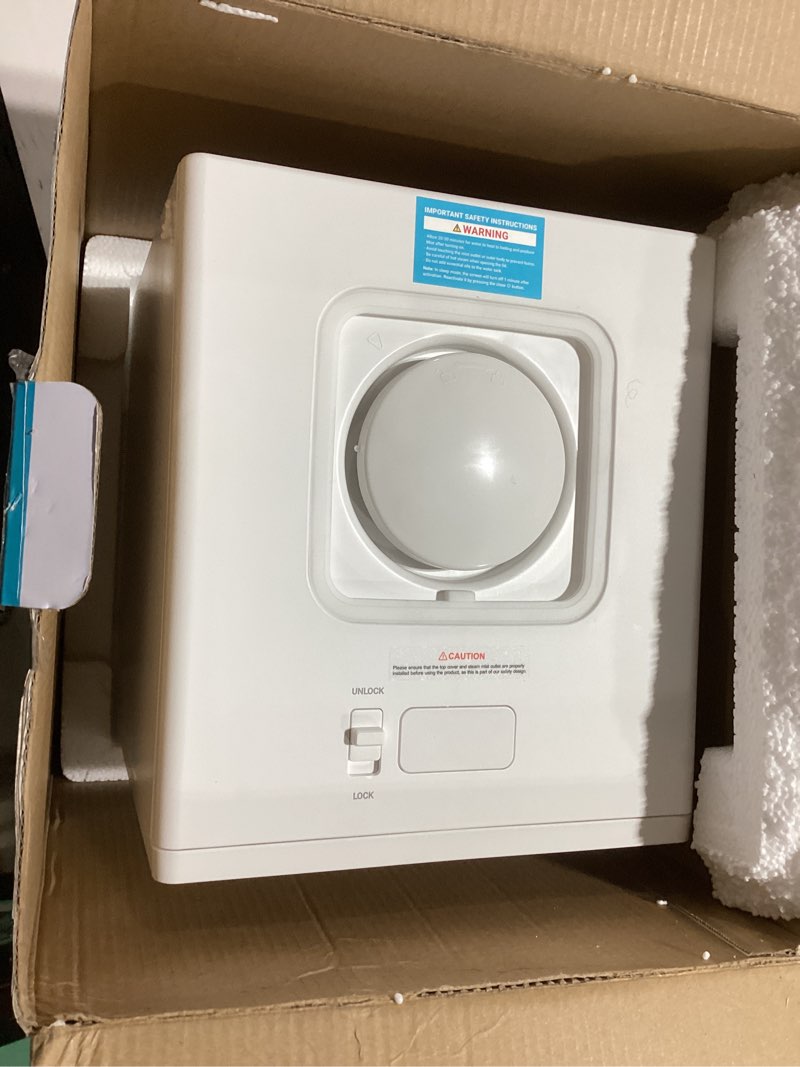 Condition photo showing As Is for 3L Stainless Steel Warm Mist Humidifier with Easy Clean and Warm Steam Function, Healthy Air Mist Humidifiers for Bedroom Living Room, with Sleep Mode and Auto-off Setting