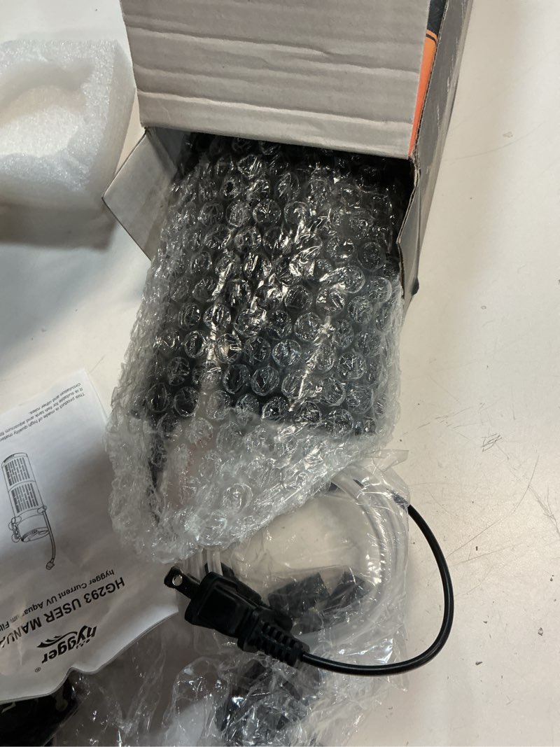 Condition photo showing Good Condition for hygger aquarium u-v filter with filter sponge, u-v light & timer, submersible pump filter for green water clean, internal filter with aeration & rainfall for fish tank 10-20 gallon (132gph)