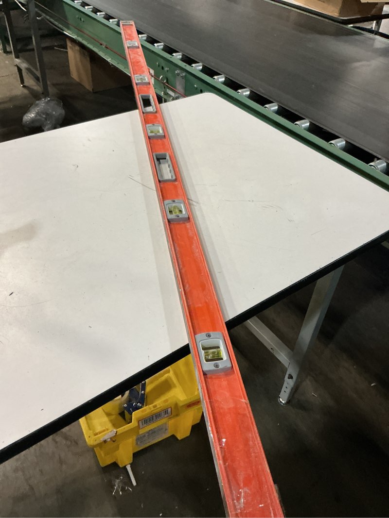 Condition photo showing As Is for johnson 78 in. aluminum magnetic heavy duty i-beam level 5 vial