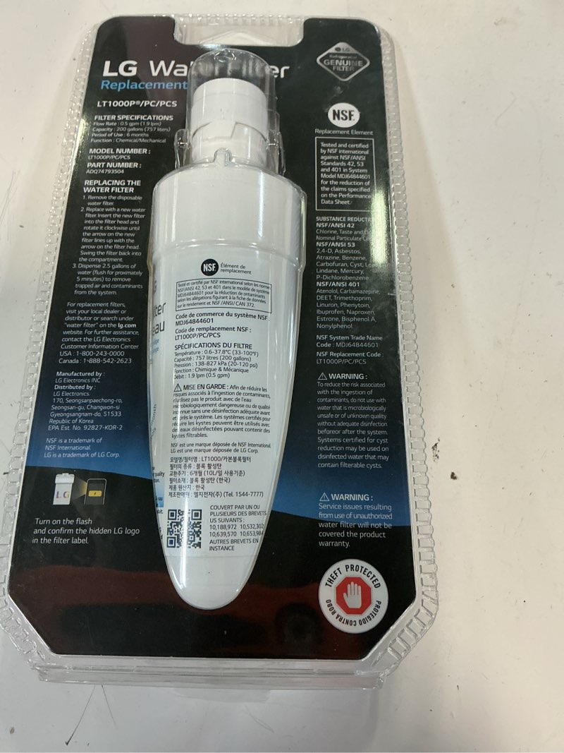 Condition photo showing New/Like New for water filter for select lg refrigerators - white