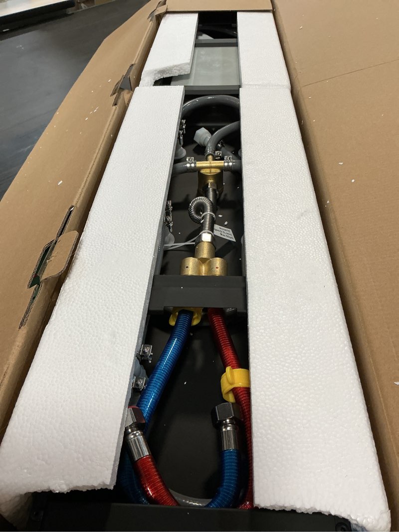 Condition photo showing Good Condition for ROVATE Shower Panel Tower System with Shelf, Adjustable Shower Arm, Matte Black Shower Tower with 6 Body Jets, Self-Cleaning Rainfall Shower Head & Handheld, Powerful Shower Column Stainless Steel 6 Adjustable Jets & Built in Shelf Matte Black