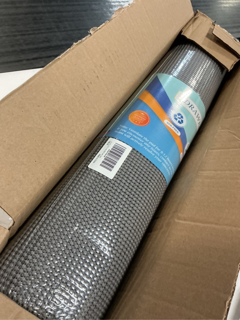 Condition photo showing Good Condition for songrey non-adhesive drawer and shelf liner, non slip cabinet liners, protect kitchen cupboard, bathroom drawers, breathable, thick strong grip mat (20in x 20ft, dark gray) dark gray 20"w x 240"l