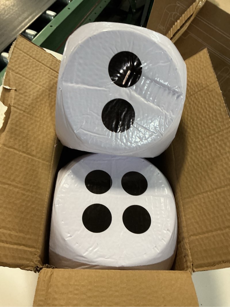 Condition photo showing As Is for 2 pack 8 inch jumbo foam dice soft funny giant dice cubes with number dots for classroom games math teaching party games family (color style 1)