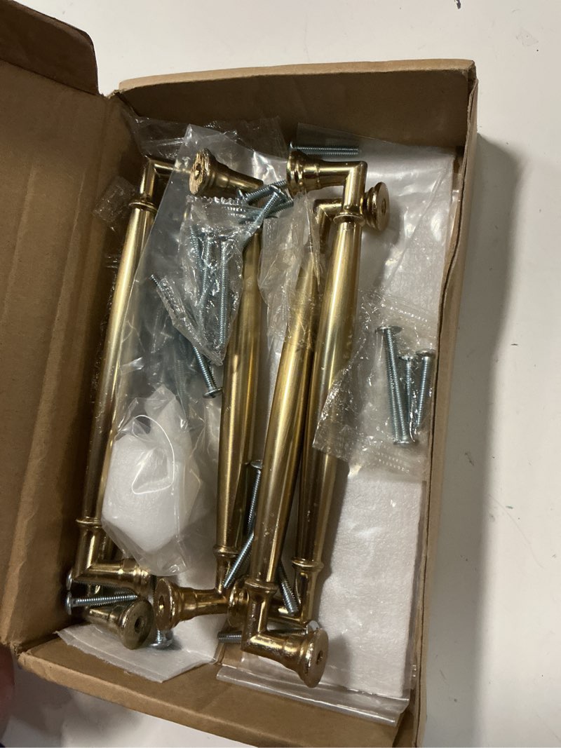Condition photo showing Good Condition for khtumeware 5 pack 6 inch(152mm) brushed brass cabinet pulls heavy duty solid warm brass cabinet handles kitchen brushed gold cabinet hardware for cupboard drawer handles 6"(152mm)hole center brushed brass 5