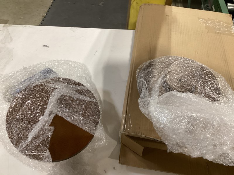 Condition photo showing Good Condition for 2 Set Round Pedestal Side Table Brown Wooden Small Drink Coffee Table Traditional Tray Top End Modern Accent Nightstand with Solid for Small Space Home Office Bedroom Living Room Corner