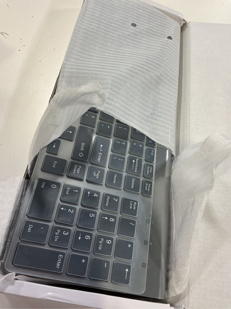 Condition photo showing New/Like New for wireless keyboard and mouse ultra slim combo, topmate 2.4g silent compact usb 2400dpi mouse and scissor switch keyboard set with cover, batteries included, for pc/laptop/windows/mac - gray black