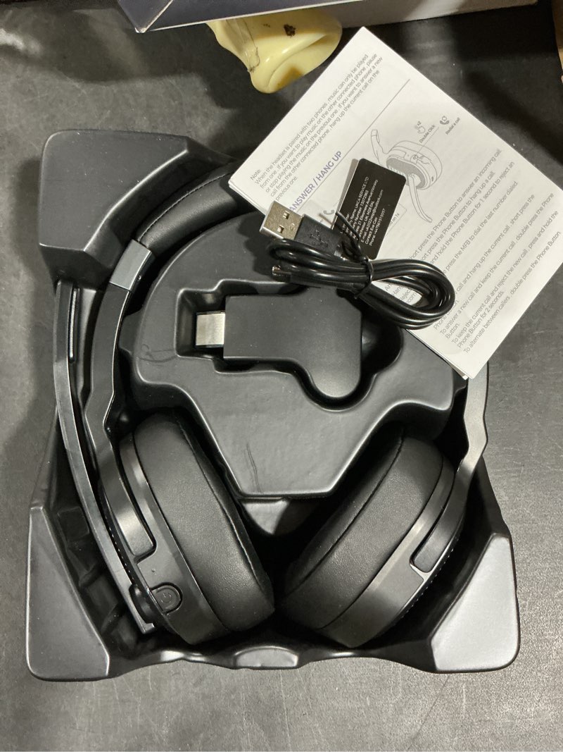 Condition photo showing Good Condition for COSMUSIS Trucker Bluetooth Headset, Wireless Headsets with Noise Cancelling Microphone, Long Battery Life Bluetooth Headphones with Detachable Earpad/Single+Dual Mode for Office/Driving/Home Black