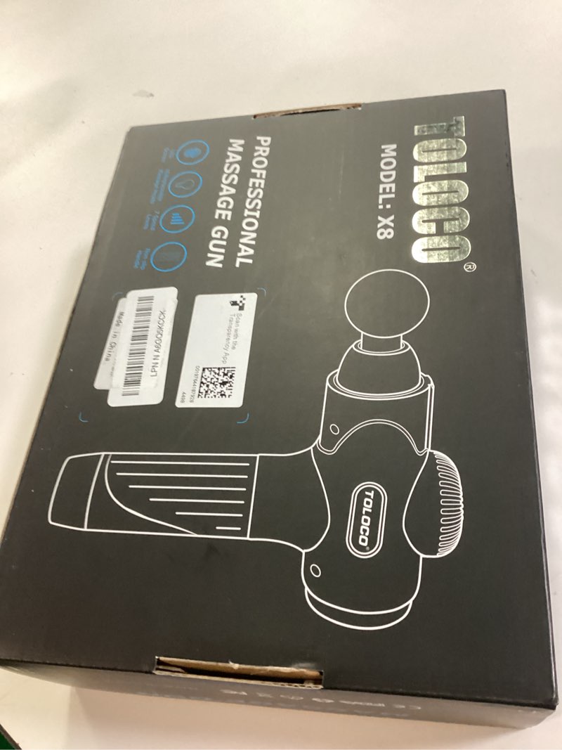 Condition photo showing New/Like New for TOLOCO Massage Gun Deep Tissue, Percussion Massage Gun with 10 Replacement Heads, Super Quiet Portable Electric Massager for Athletes, Relax, Black