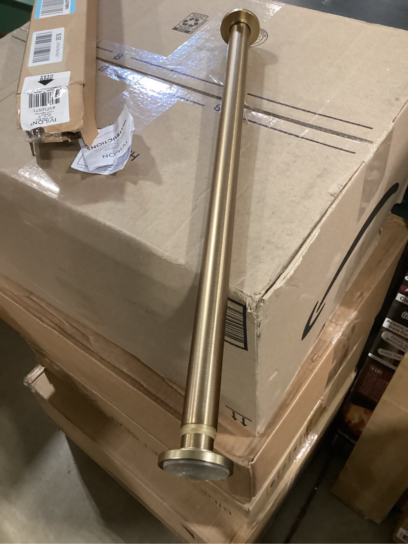Condition photo showing As Is for ivilon tension curtain rod - spring tension rod for windows or shower, 24 to 36 inch. warm gold 24" to 36" warm gold
