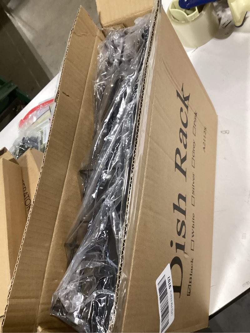 Condition photo showing Good Condition for SNTD Dish Drying Rack - Small Dish Rack for Kitchen Counter, Stainless Steel Dish Drainer with Utensil Holder and Drainboard, 11" W x 15" L (Black)