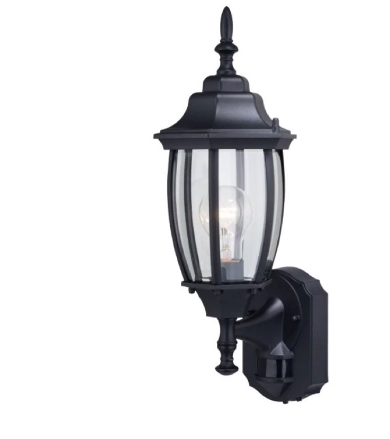 secure home alexandria 18.5-in h black motion activated outdoor wall light