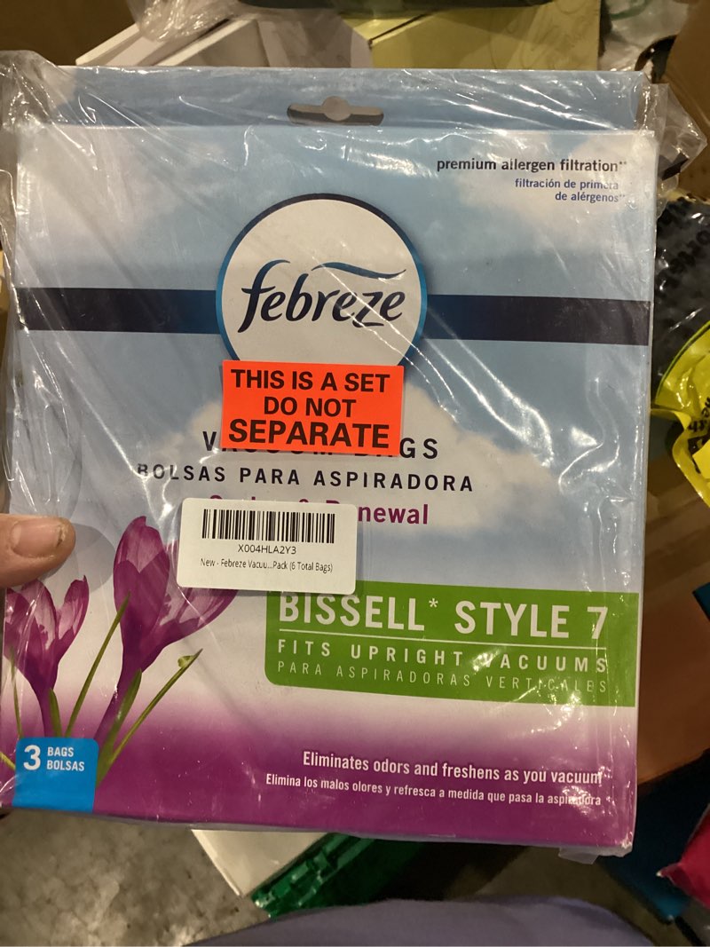 Condition photo showing New/Like New for febreze vacuum bags, 3 bags, 2-pack (6 total bags)
