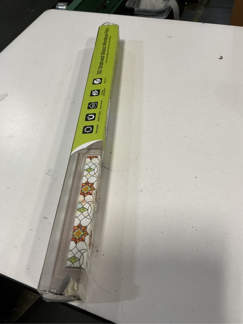 Condition photo showing Good Condition for Oxdigi 3D Stained Glass Window Film - Static Cling Privacy Protection & UV Blocking, Floral Geometry Pattern 23.6x35.4 (No Residue, Reusable) 23.6"x 35.4" Floral Geometry
