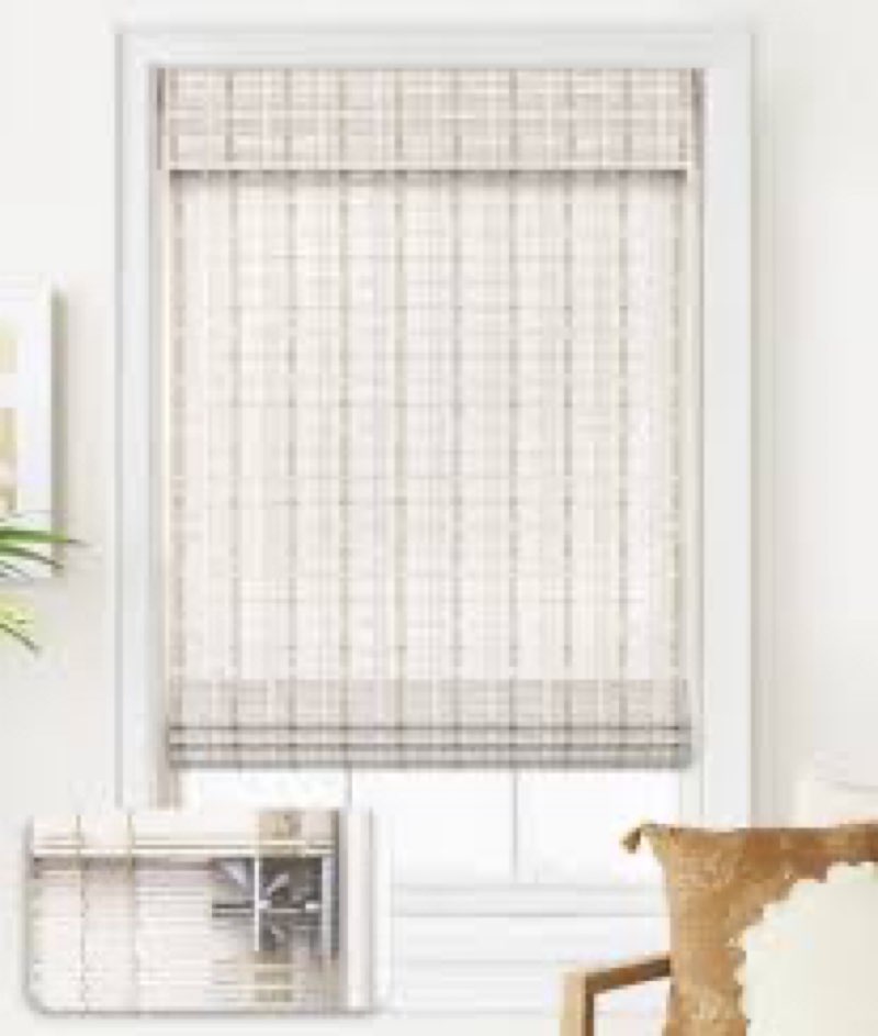 LazBlinds No Tools No Drill Bamboo Roller Shades, Cordless Bamboo Blinds, Light Filtering Roll Up Bl