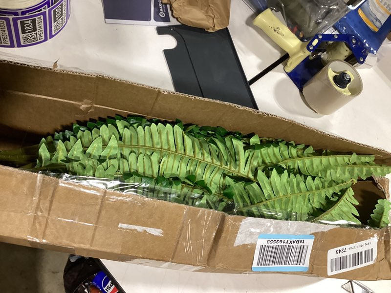 Condition photo showing New/Like New for 45" fake ferns, realistic large artificial bush plants, 2 artificial boston ferns with 59 fronds for outdoors planter indoor home garden porch decor green