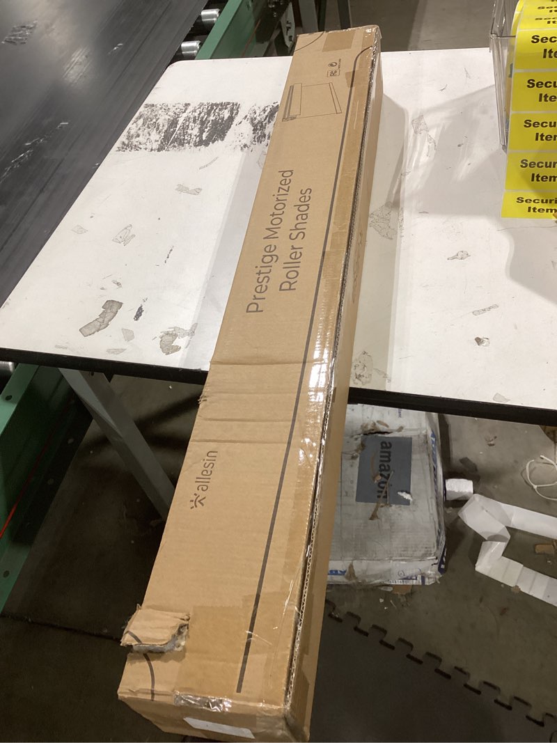 Condition photo showing New/Like New for Allesin No Drill Motorized Blinds with Remote | Rechargeable Smart Blackout Roller Shades, Cordless Electric Window Blinds for Bedroom, Living Room, Home Office, Snow-Jacquard 35x72 Inches Snow-jacquard 35"W x 72"H