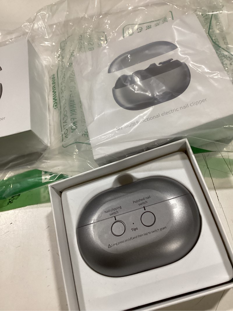 Condition photo showing Good Condition for Valentines Day Gifts for Him & Her - 2PC Electric Nail Clipper for Seniors & Adults, Baby Automatic Nail Clipper with LED Light & Nail Scraps Storage, Electric Nail Trimmer for Fingernail (Grey) 2pc-Grey