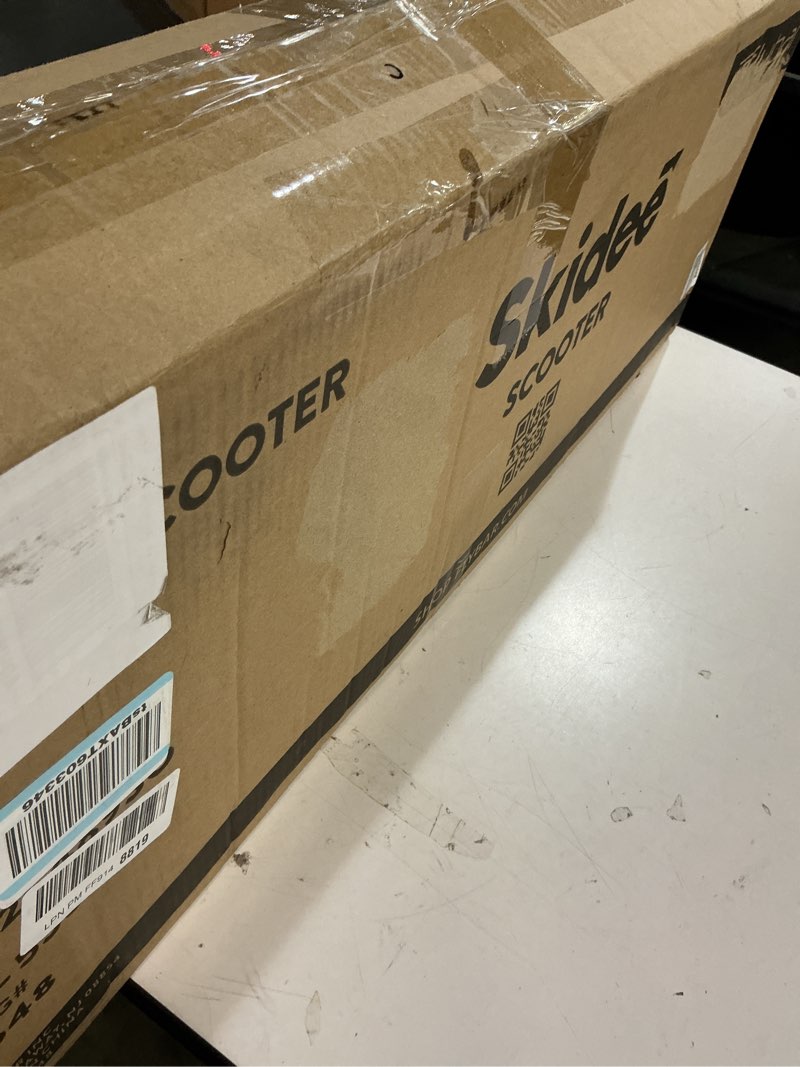 Condition photo showing As Is for skidee scooter for adults and teens – adjustable height, kids scooter, folding scooter, large sturdy wheels for smooth ride, lightweight, durable, anti-shock suspension, outdoor toys, up to 220 lbs