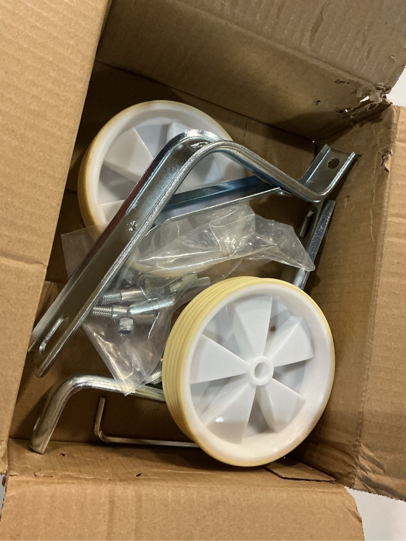 Condition photo showing Good Condition for glerc adjustable bicycle training wheels heavy duty rear with stabilizers mounted kit for kids boy girls suitable for 12 inch children bikes, sliver silver 12 inch