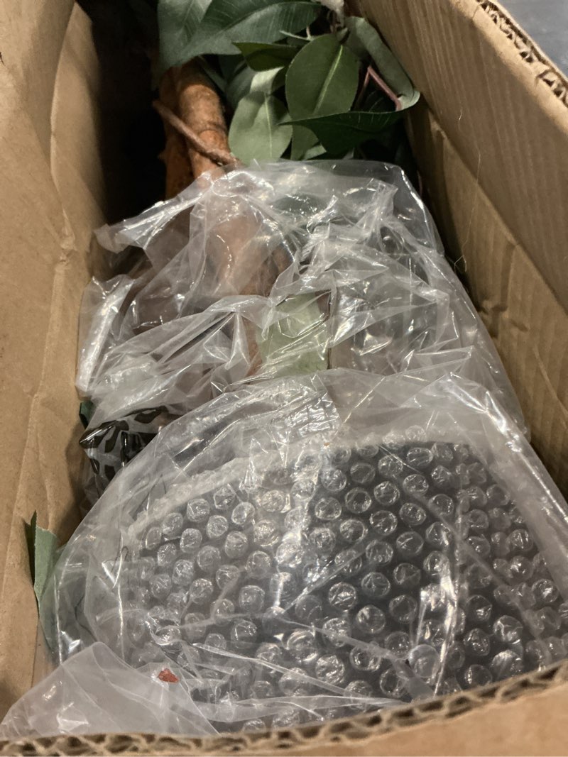 Condition photo showing Good Condition for nearly natural 4ft triple trunk artificial ficus tree with natural wood trunks, indoor faux ficus, black nursery pot, living room home decor 4ft tree in pot