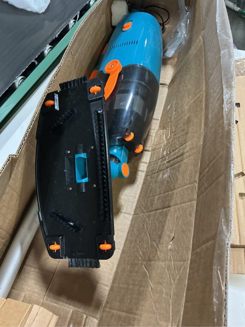 Condition photo showing As Is for poolmr cordless handheld pool vacuum, rechargeable pool cleaner with 18.5 gal/min suction, 60 min runtime, dual-phase cleaning system, ideal for above ground pools, spas, hot tubs, black