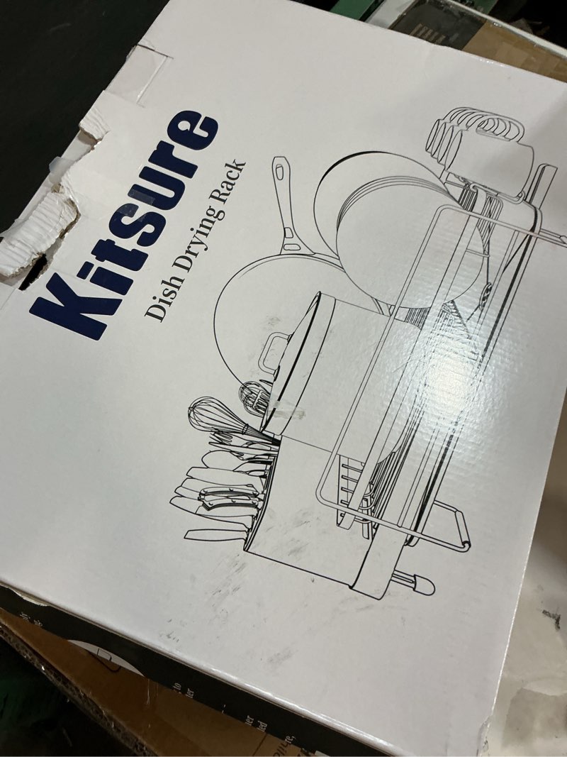 Condition photo showing Good Condition for Kitsure Large Dish Drying Rack - Extendable Dish Rack, Multifunctional Dish Rack for Kitchen Counter, Anti-Rust Dish Drainers with Cutlery & Cup Holders 19.2"-26.7" L x 12.9" W, Black Standard Black