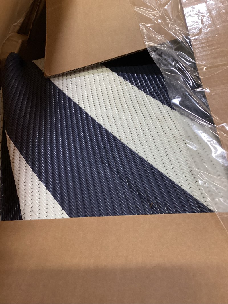 Condition photo showing Good Condition for purecozy outdoor waterproof patio rug 10x14 plastic straw reversible lightweight outside navy blue striped large carpet outdoor for camping rv porch deck balcony beach 10' x 14' (rectangular) stripe | navy blue