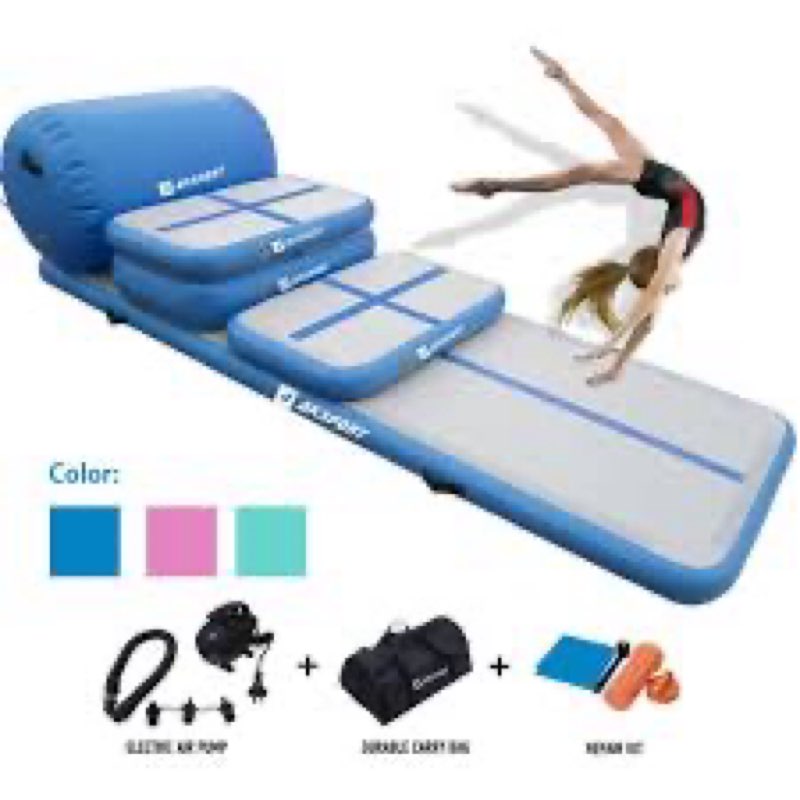 AKSPORT 5pcs Set of Inflatable Gymnastics Air Mat Tumble Track Tumbling Mat Floor Mats with Electric