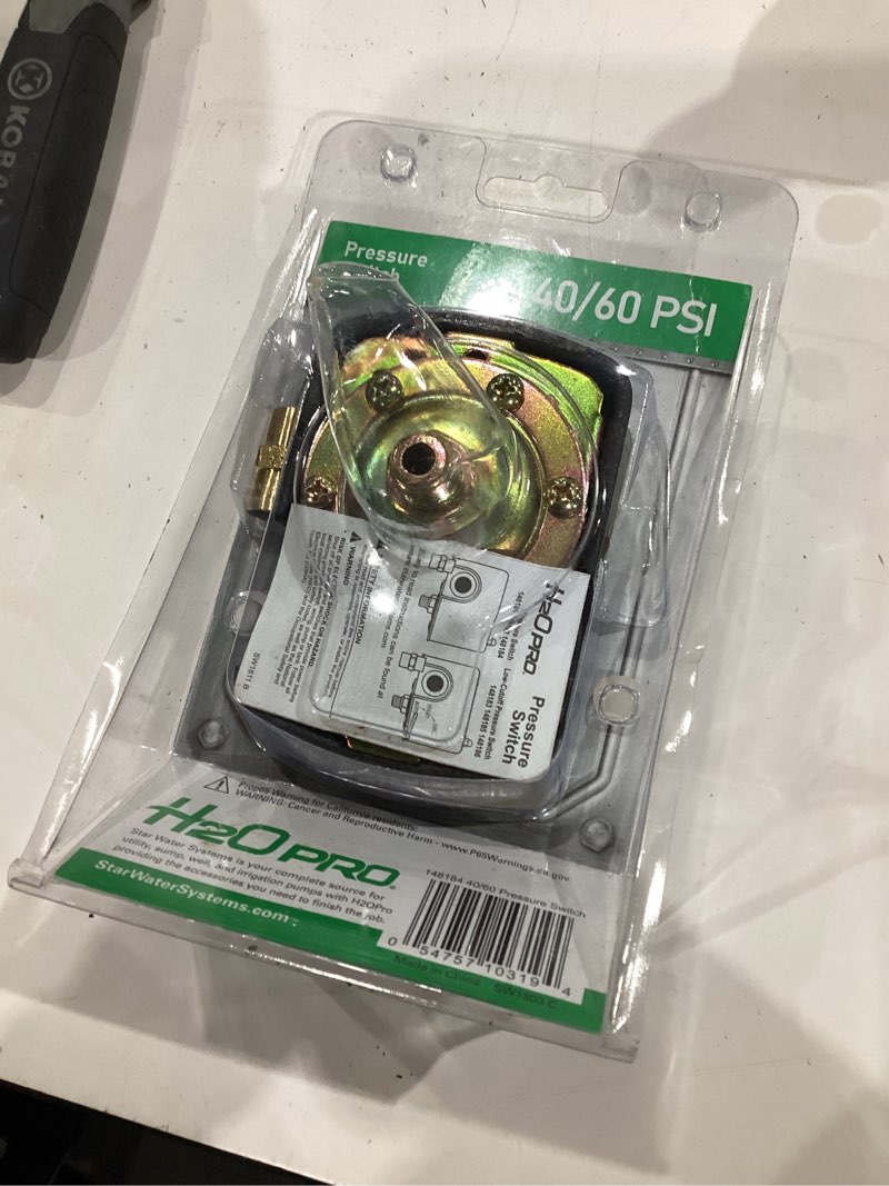 Condition photo showing As Is for h2opro 40/60-psi polyethylene pressure switch