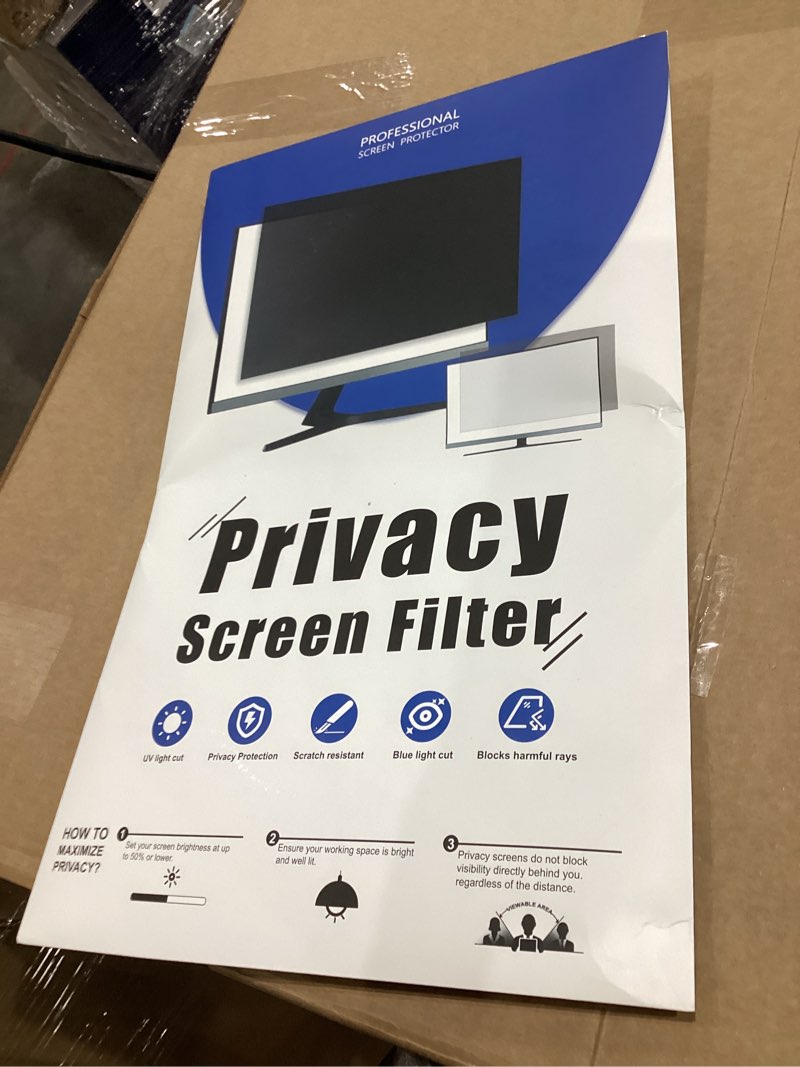 Condition photo showing As Is for [2 Pack] 24 Inch Privacy Screen for Computer Monitor 16:10 Aspect Ratio, Eye Protection Anti Blue Light Glare Shield, 24inch Removable Black Blackout Anti Spy Desktop Security Private Filter 24''(16:10)