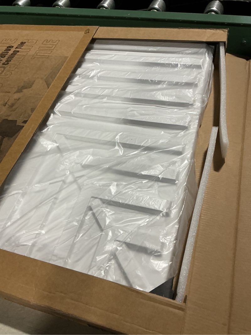 Condition photo showing Good Condition for art3d 24-pack drop ceiling tiles 2x2 ft, pvc 3d textured panels for interior wall decor living room bedroom office, 24x24 inch, white 24"x24" white 24