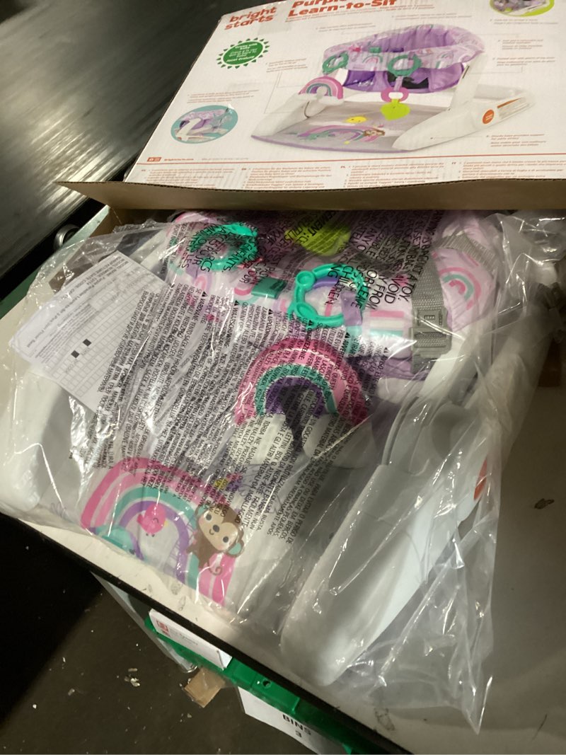 Condition photo showing New/Like New for bright starts learn-to-sit 2-position baby floor seat with toys, unisex, 4-12 months, purple paradise