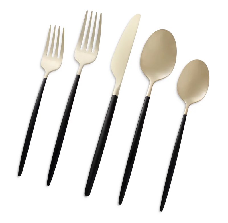 Cambridge Gaze Black Champagne Satin 20 Piece Flatware Set