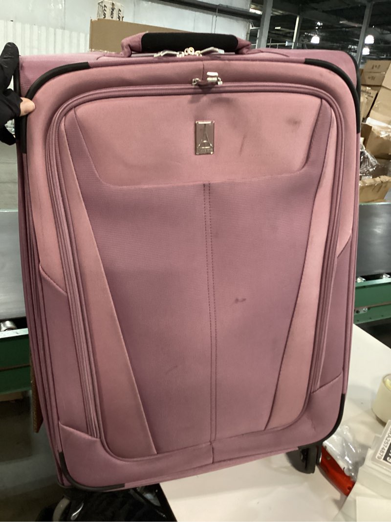 Condition photo showing As Is for Travelpro Maxlite 5 Softside Expandable Luggage with 4 Spinner Wheels, Lightweight Suitcase, Men and Women, Orchid Pink Purple, Checked-Medium 25-Inch Checked-Medium 25-Inch Orchid Pink Purple