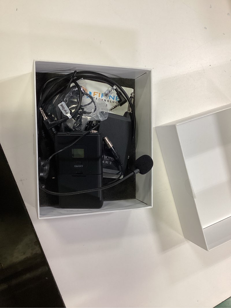 Condition photo showing As Is for FIFINE Wireless Microphone System, Wireless Microphone set with Headset and Lavalier Lapel Mics, Beltpack Transmitter and Receiver,Ideal for Teaching, Preaching and Public Speaking Applications-K037B