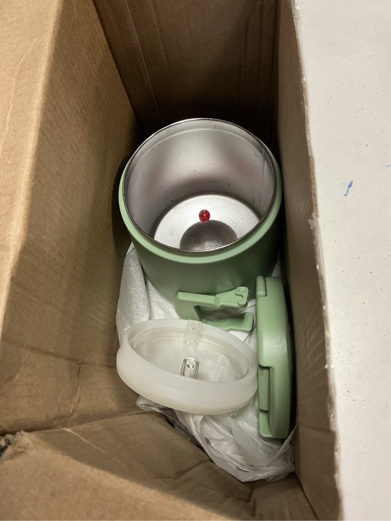 Condition photo showing As Is for 20oz Insulated Vacuum Food Jar with Buckle Lid,Soup Thermo for Hot Food Kids,Wide Mouth Leakproof Stainless Steel Lunch Container with Spoon-Green Green 20oz