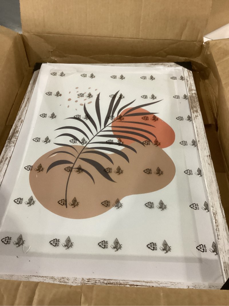 Condition photo showing Good Condition for 14x20 picture frame, distressed white wood style - display posters 12 x 18 with mat or 14x20 without mat, wall mounting horizontal and vertical, 1 pack distressed white 14x20 in
