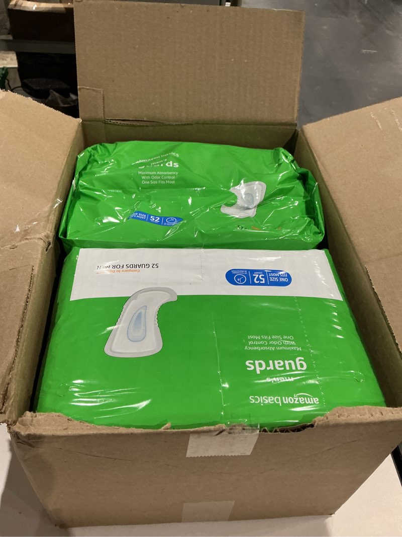 Condition photo showing Good Condition for amazon basics men's incontinence guards, maximum absorbency, 52 count, (2pack of 52)