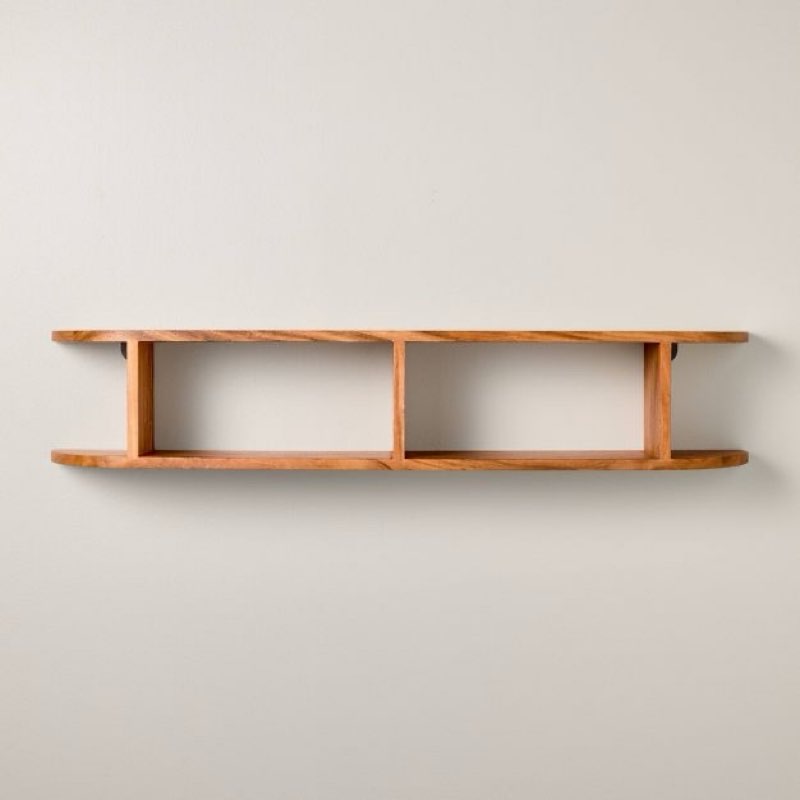 42" rounded edge two tier wood shelf brown - hearth & hand™ with magnolia