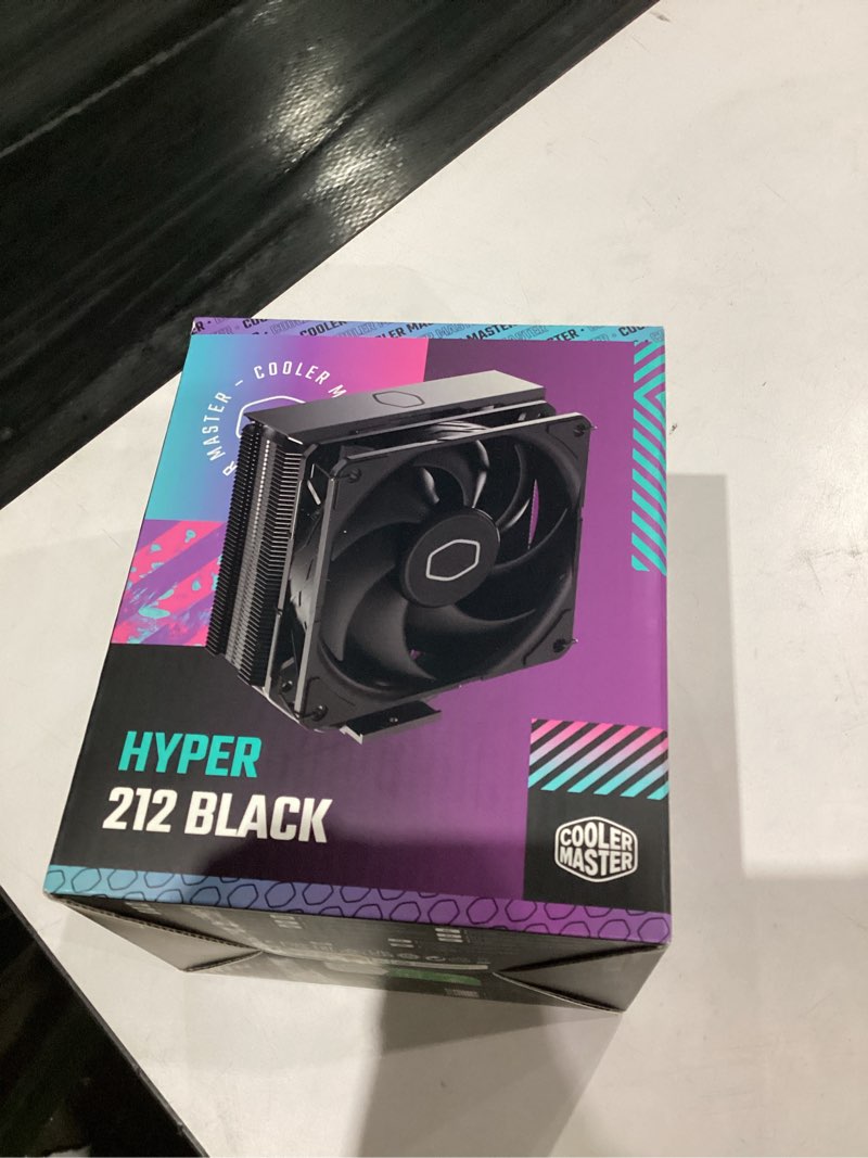 Condition photo showing New/Like New for Cooler Master Hyper 212 Black CPU Air Cooler, SickleFlow 120 Edge PWM Fan, Aluminum Top Cover, 4 Copper Heat Pipes, 152mm Tall, AMD Ryzen AM5/AM4, Intel LGA 1851/1700/1200 Brackets