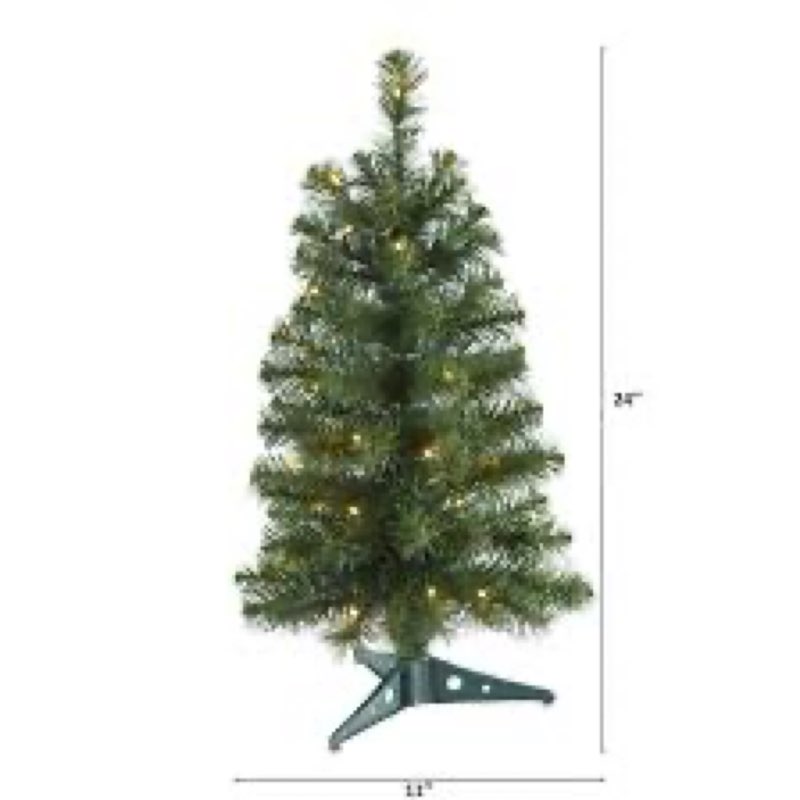 Nearly Natural 2ft. Green Artificial Christmas Tree with 35 LED Lights and 72 Bendable Branches