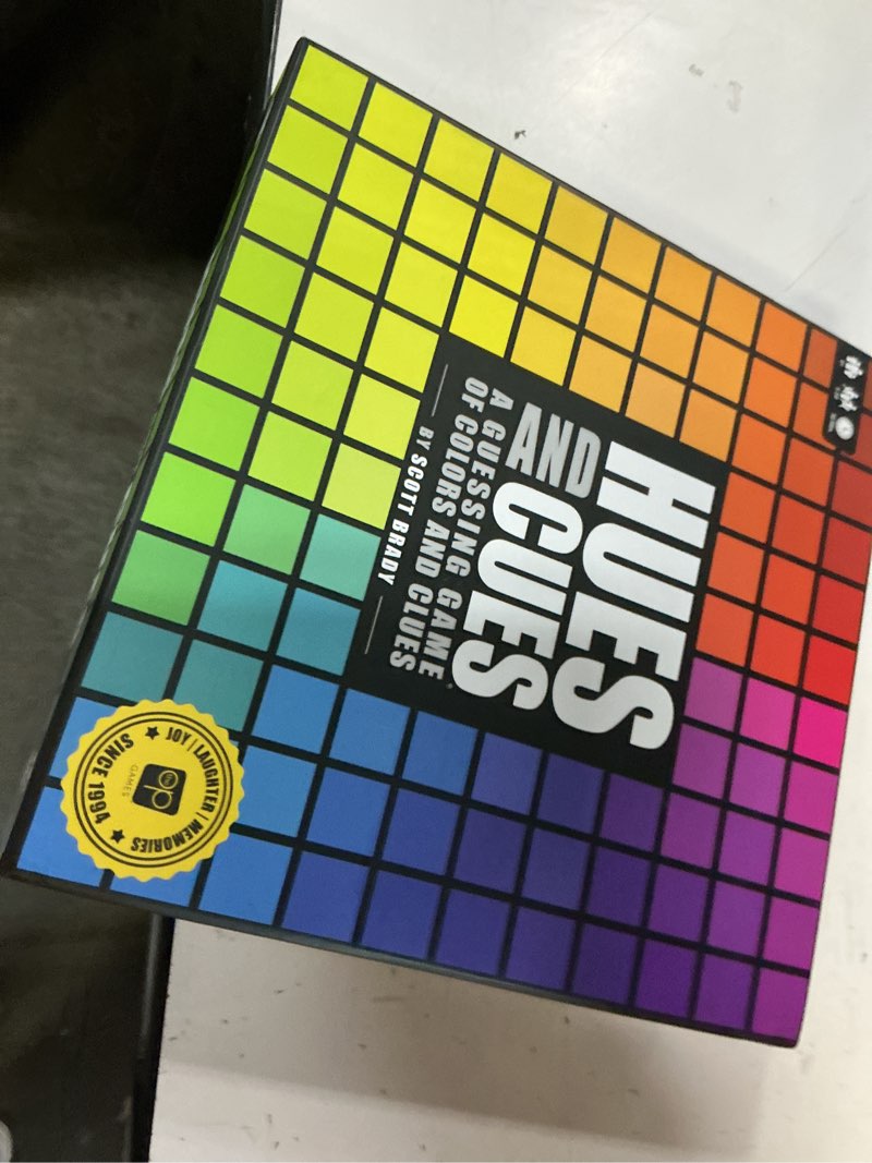 Condition photo showing New/Like New for hues and cues - vibrant color guessing board game for 3-10 players ages 8+, connect clues and guess from 480 color squares board games