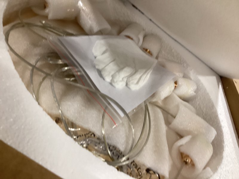 Condition photo showing Good Condition for 9-Light Gold High Ceiling Crystal Staircase Chandelier, Modern Spiral Raindrop Dimmable LED Bubble Cluster Ceiling Hanging Lighting Fixture for Foyer Living Room Entrance Remote Control Gold 9 lights