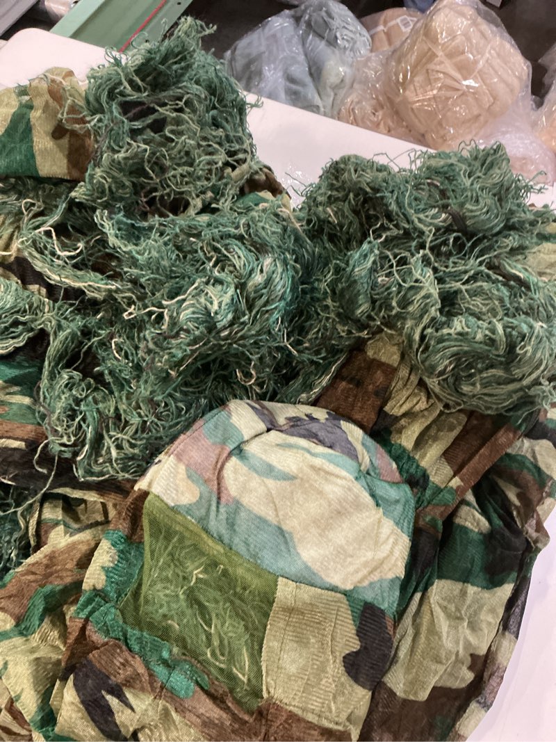 Condition photo showing As Is for ghillie suit gilly hunting suits pants 3d leaf camo camouflage coveralls youth adult lightweight clothes for xl-xxl green leafy forest
